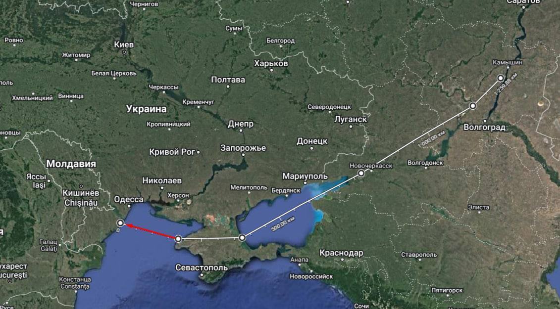 Карта ракетних ударів по Одеській області.