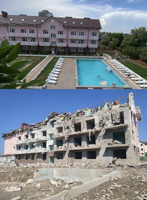База отдыха в Одесской области, куда ночью ударили россияне, до и после прилета российской ракеты