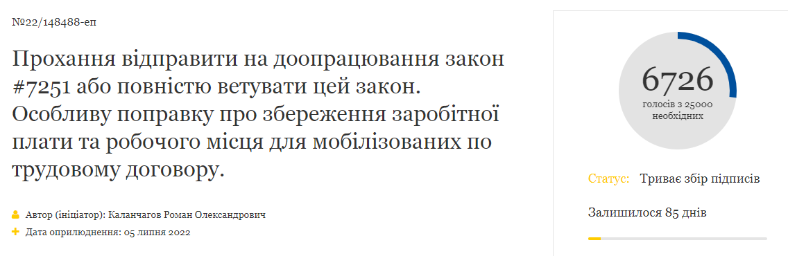 Збір підписів під петицією триває