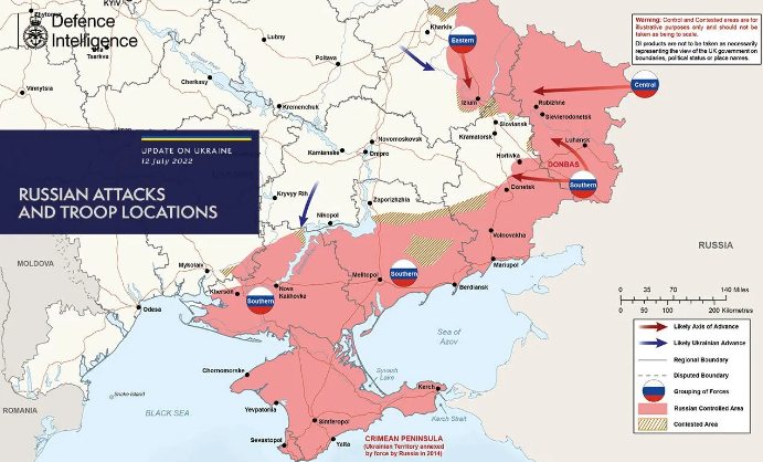Карта бойових дій в Україні.