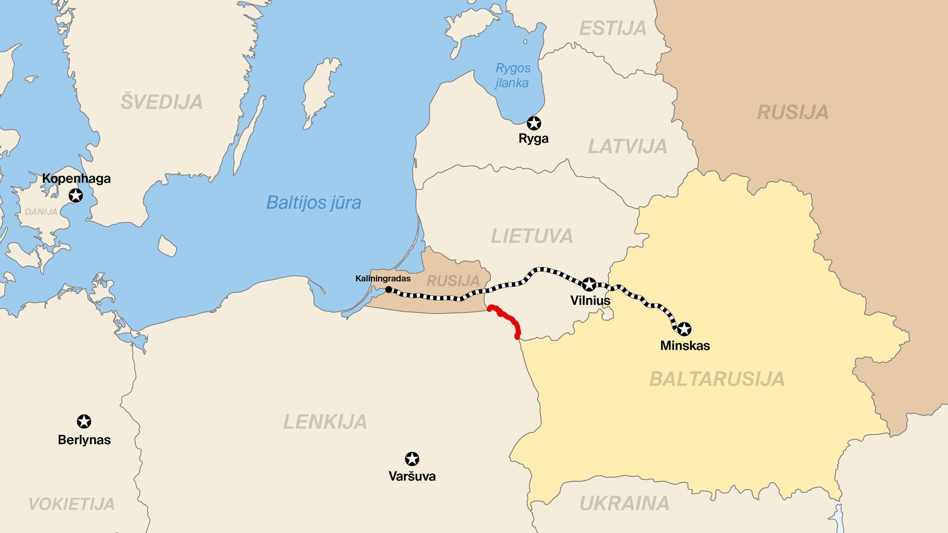 Ж/д маршрут в Калининград через Литву