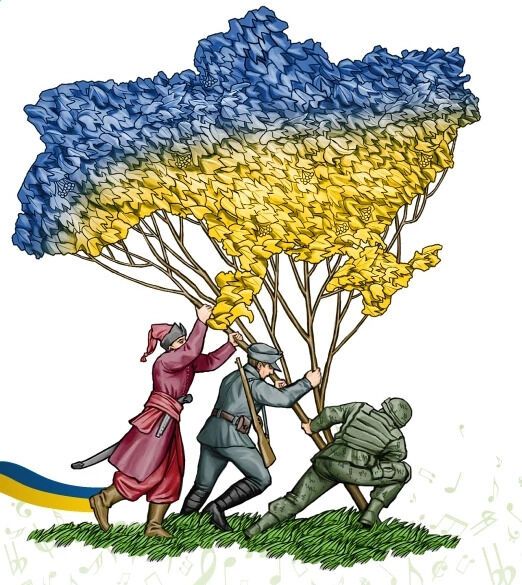 Цветной эскиз композиции с калиной, которая выгравирована на монетах