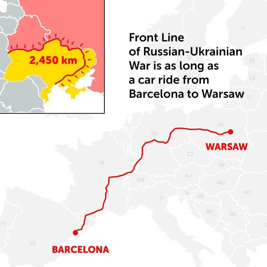 Линия фронта в Украине.