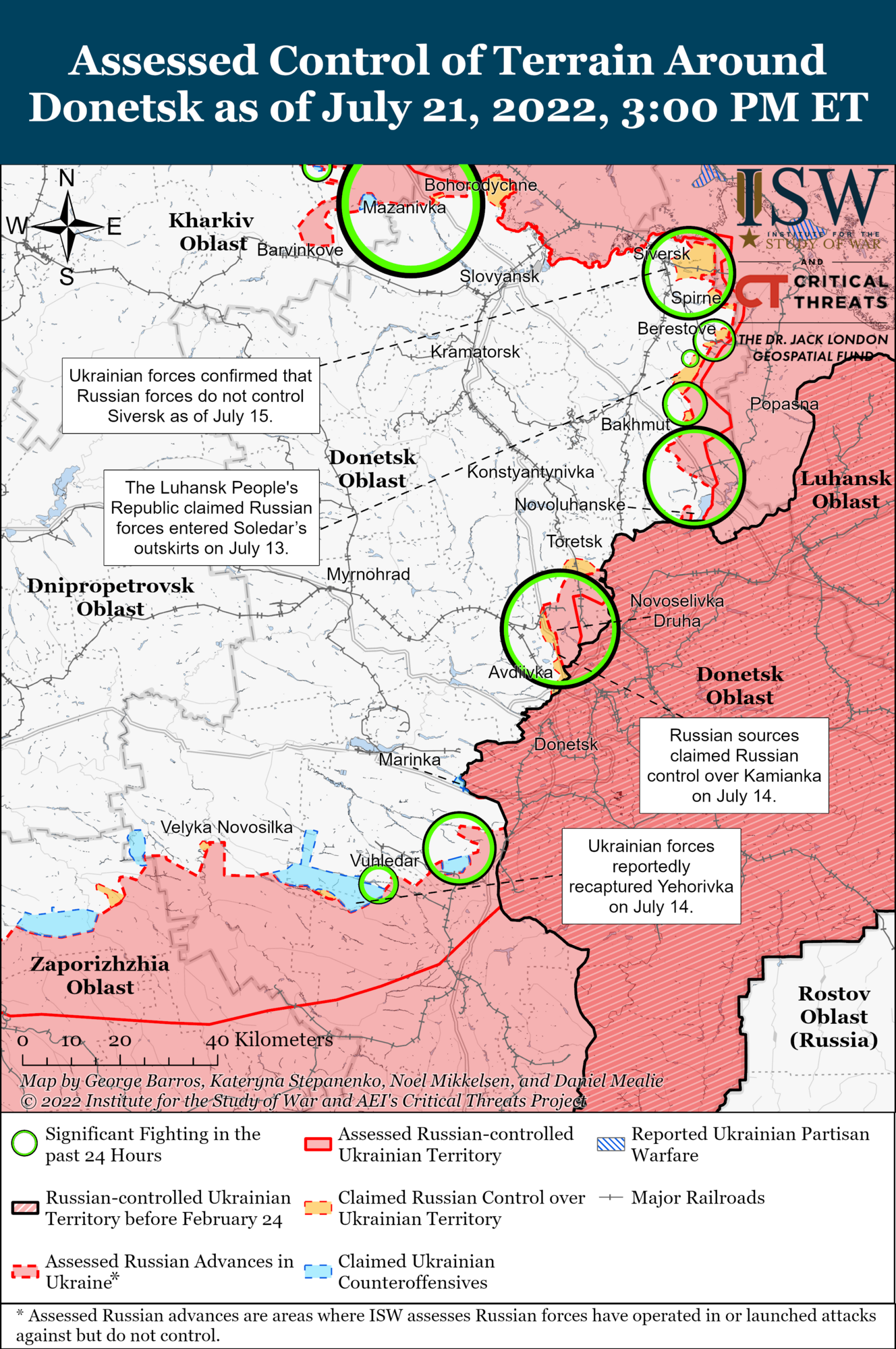 Карта боевых действий в Донецкой области