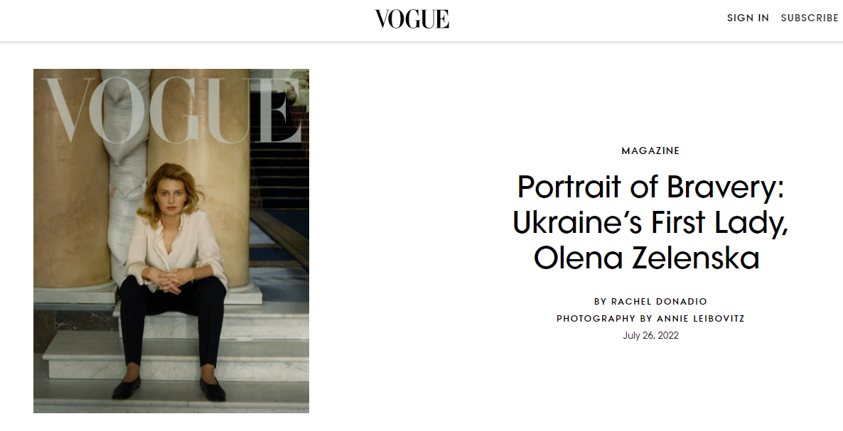 Фото Елены Зеленской на обложке Vogue назвали сборным образом украинской женщины во время войны