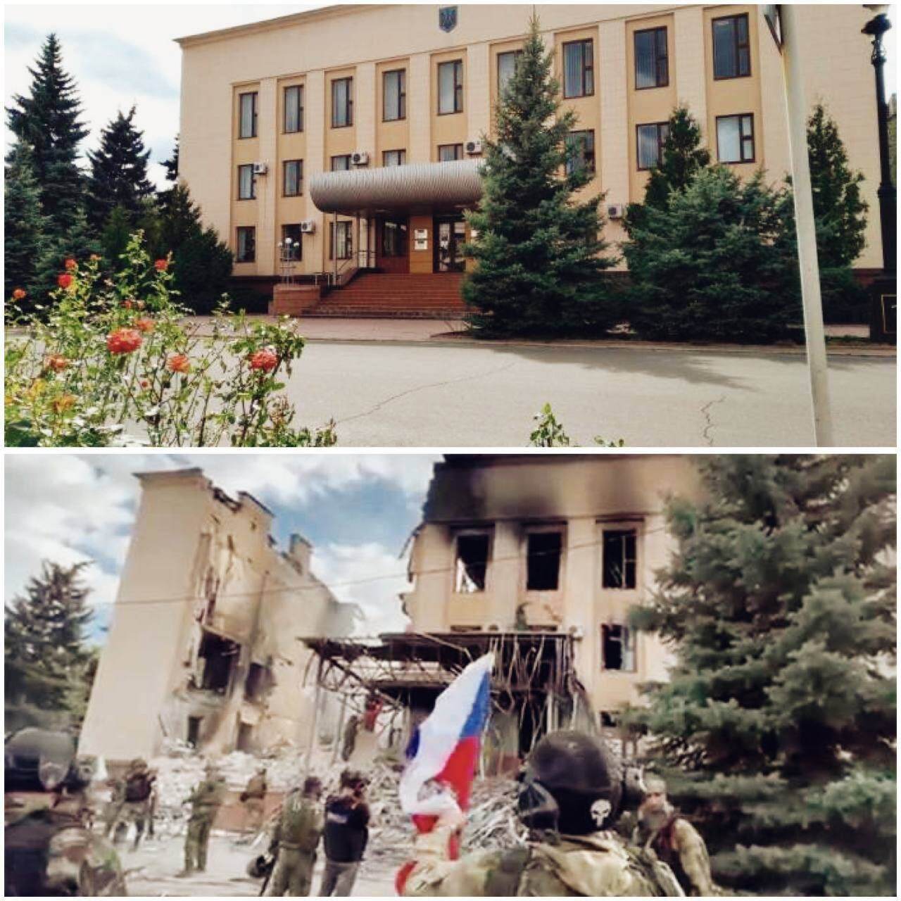 Лисичанськ до та після захоплення військами РФ.