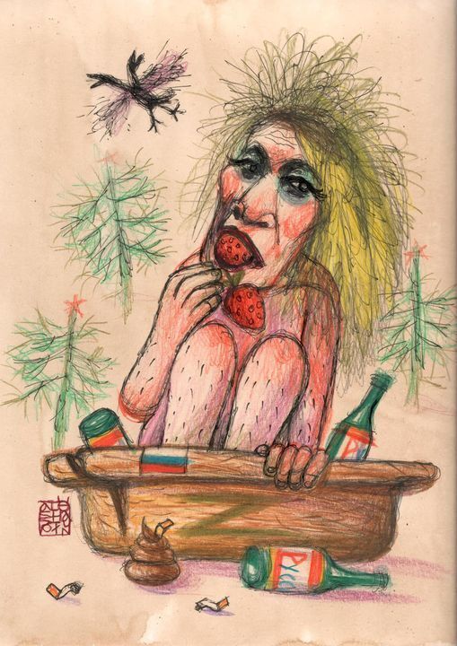 Олексій Ступін написав картину, як оголена Марія Захарова їсть полуницю.