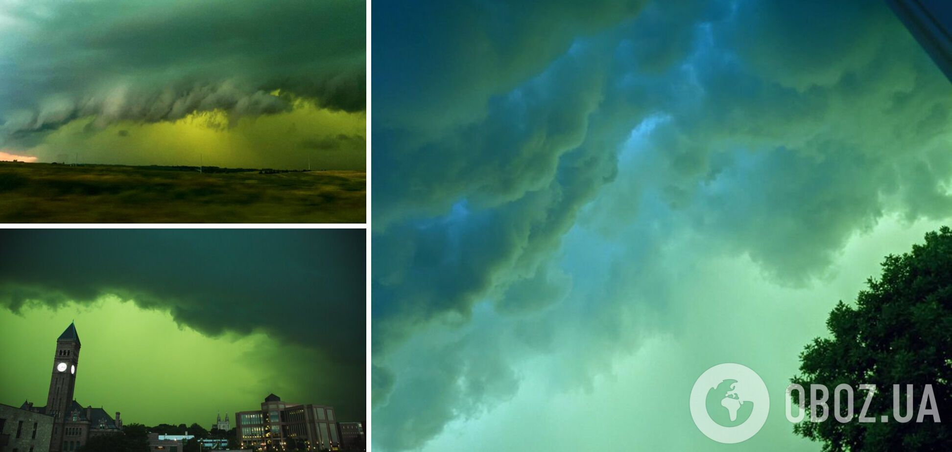 Метеорологи объяснили, почему небо в США стало зеленым.