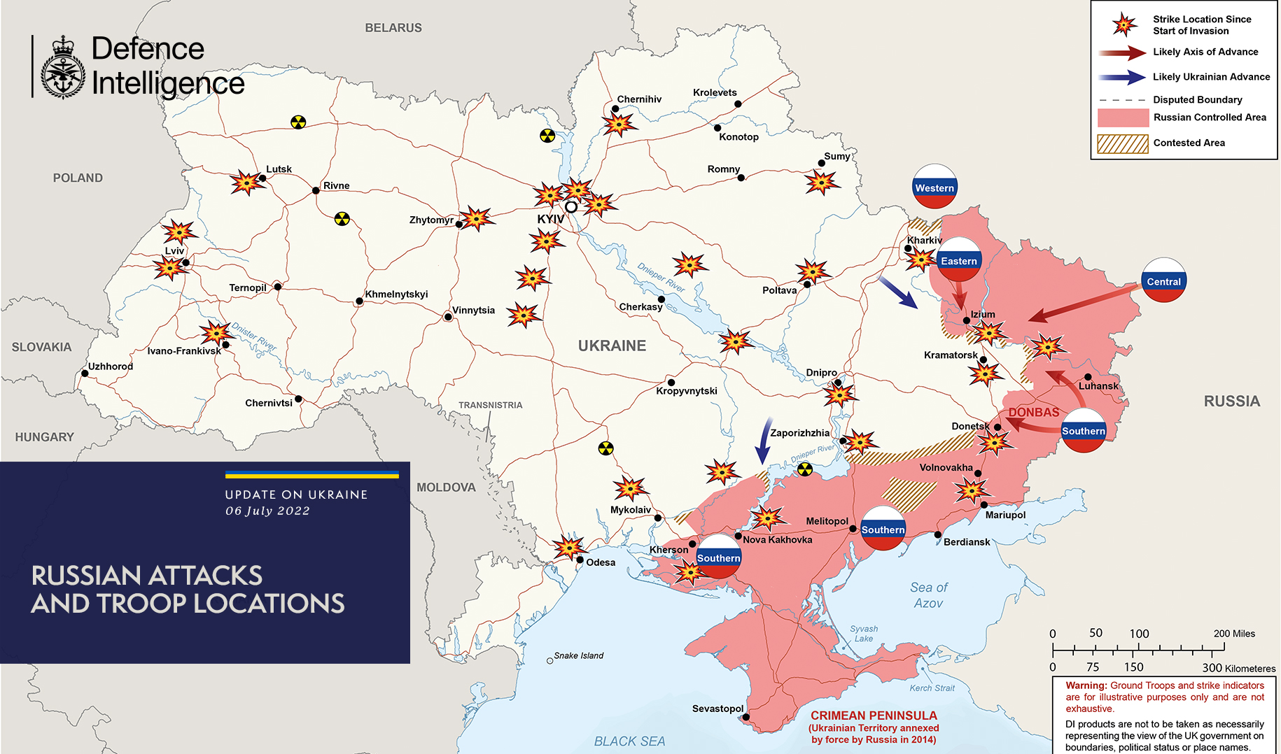 Карта войны в Украине по состоянию на 6 июля 2022 года