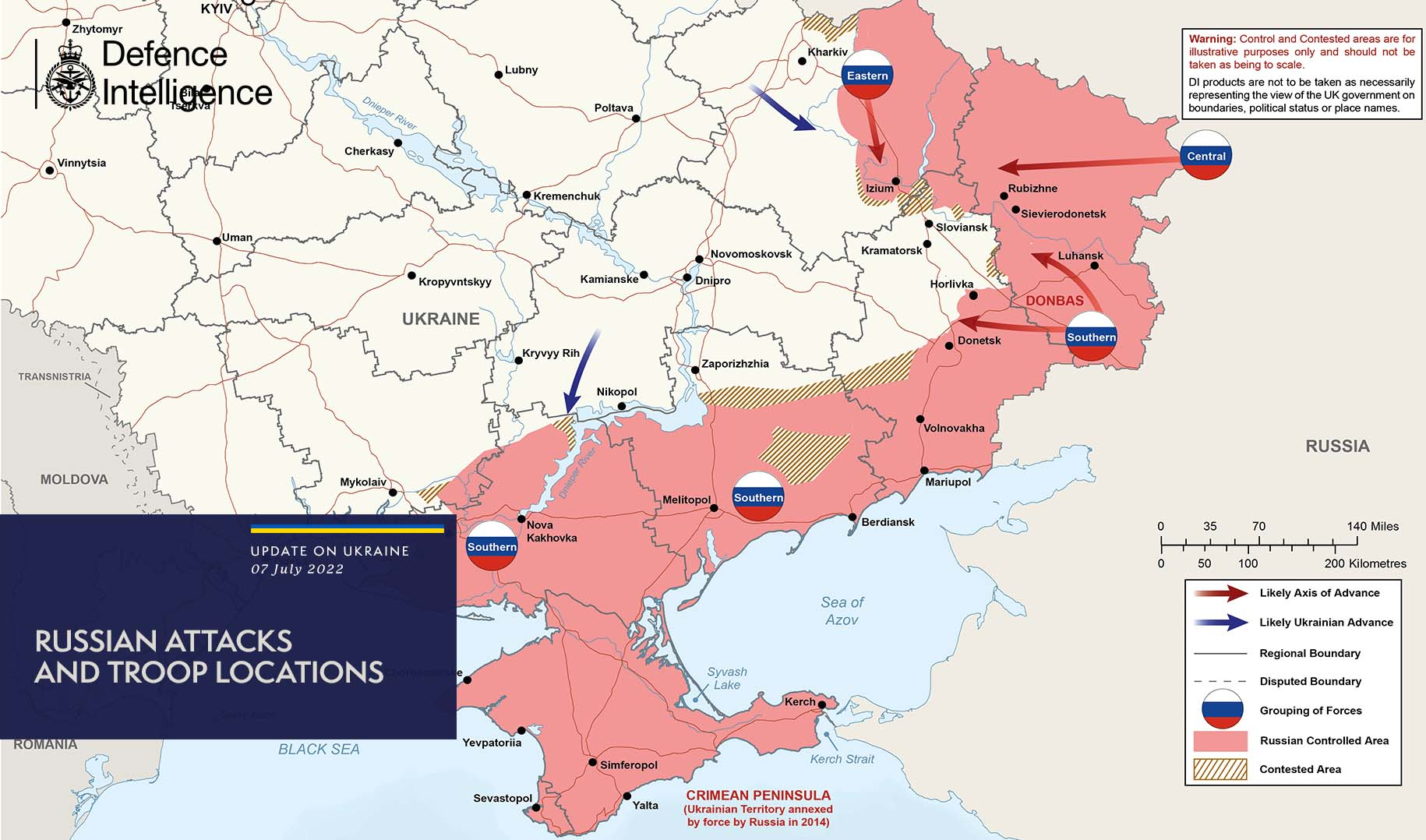 Карта війни в Україні станом на 7 липня 2022 року