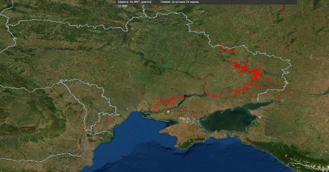 Самые горячие точки фронта в Украине видно из космоса