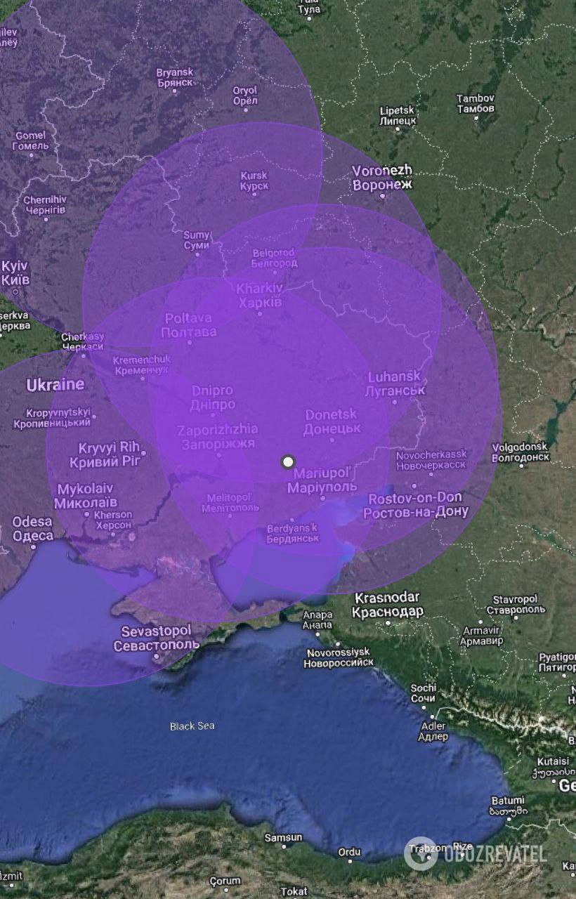 Зона поражения РСЗО HIMARS