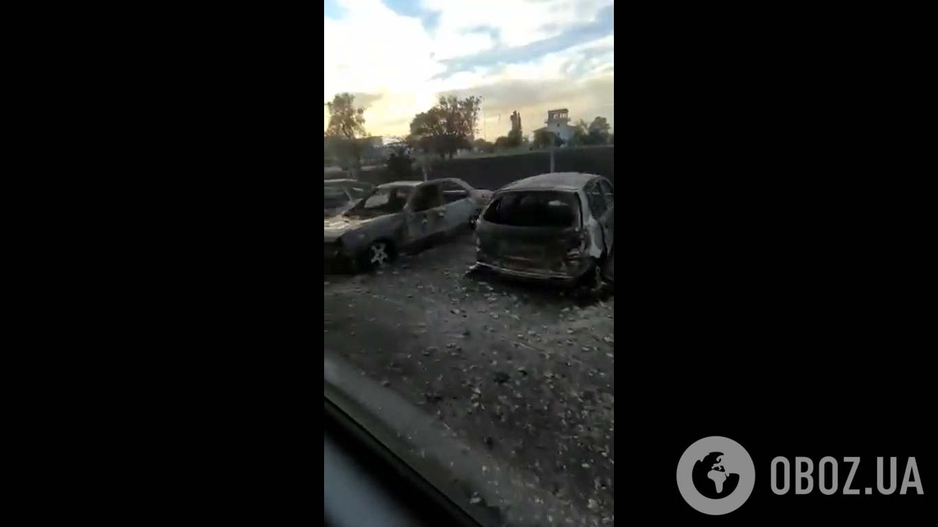 В Крыму в 400 метрах от эпицентра взрывов дотла выгорела автомобильная стоянка