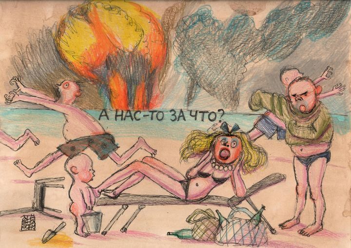 Алексей Ступин нарисовал россиян после взрывов в оккупированном Крыму.