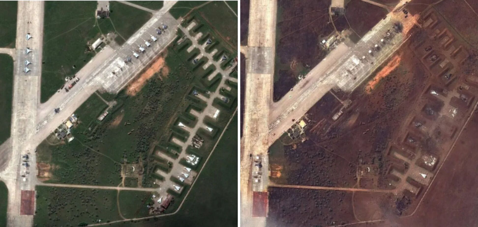 Аэропорт до и после взрывов.