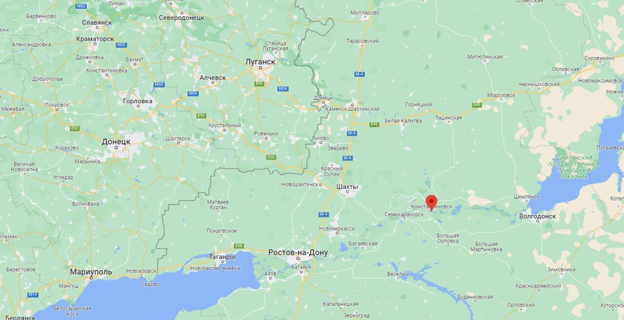 Місто Костянтинівськ Ростовської області Росії на карті