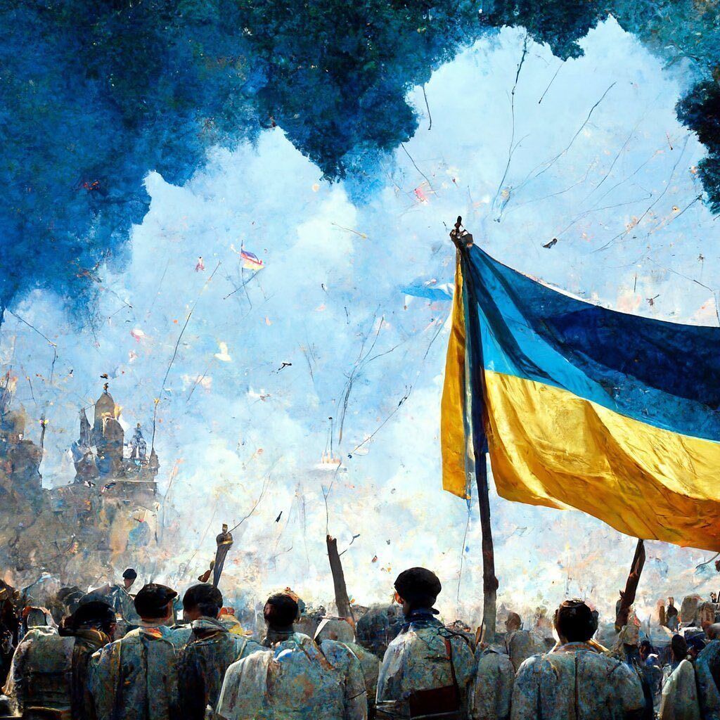 Почти на каждом рисунке видна толпа украинцев