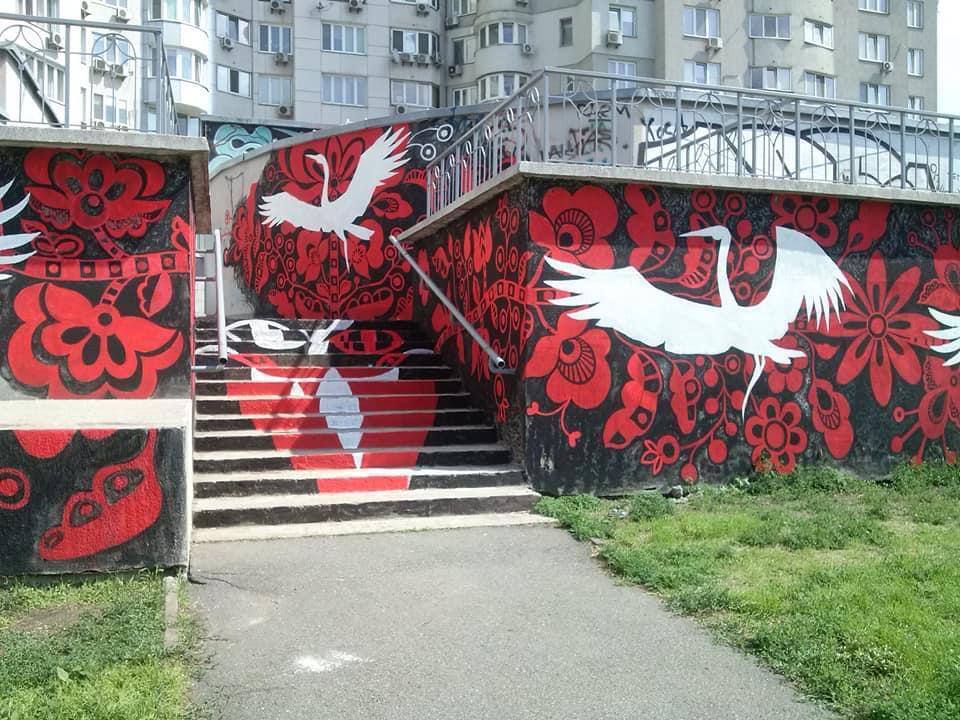 В Киеве появился уникальный патриотический мурал ''Зов рода''. Фото