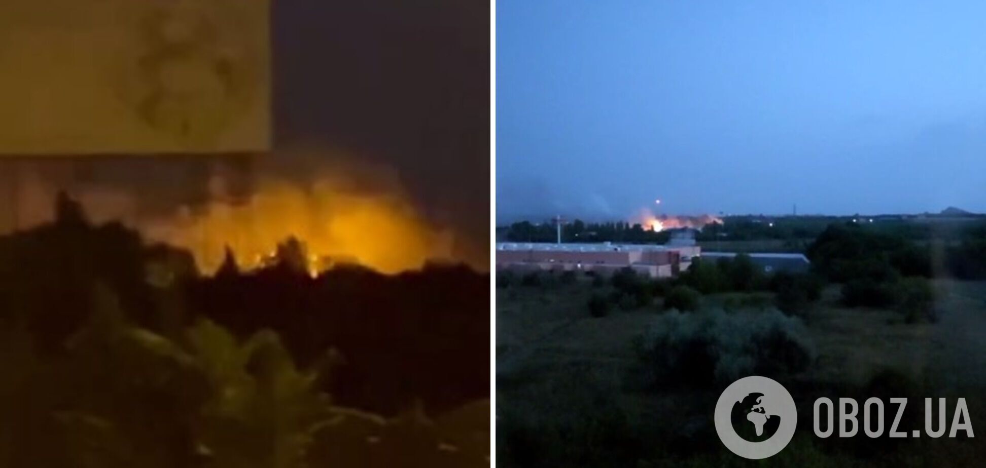 Пожар на складе БК оккупантов в Донецке
