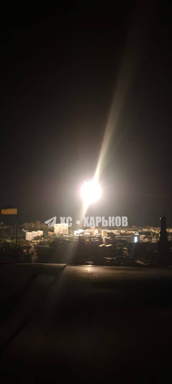 Момент взрыва над Харьковом.
