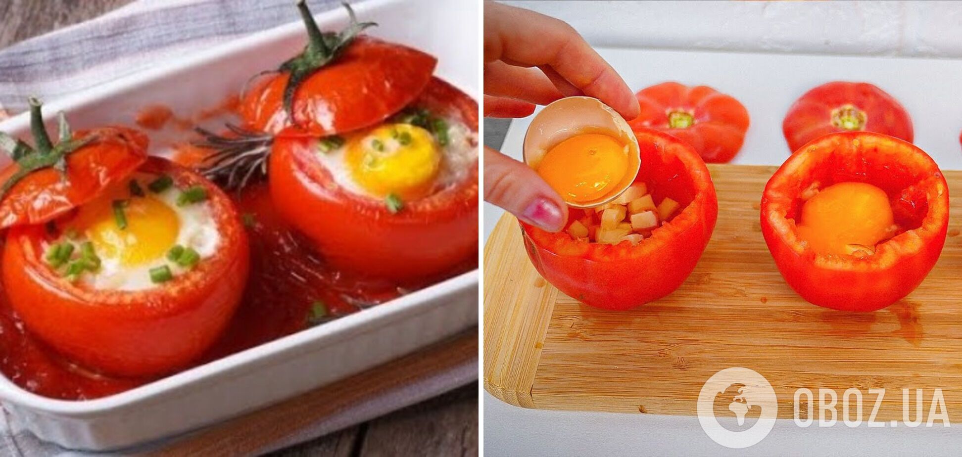 Яичница в помидорах на завтрак