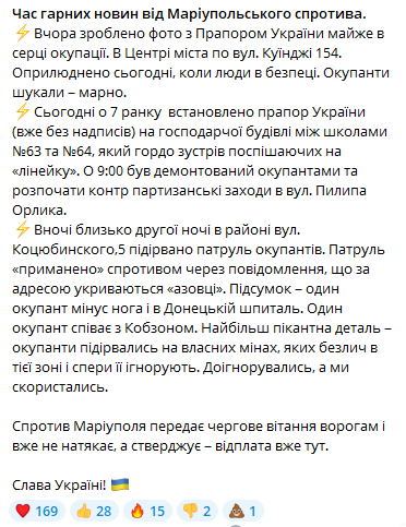 Скриншот сообщения Андрющенко Time в Telegram