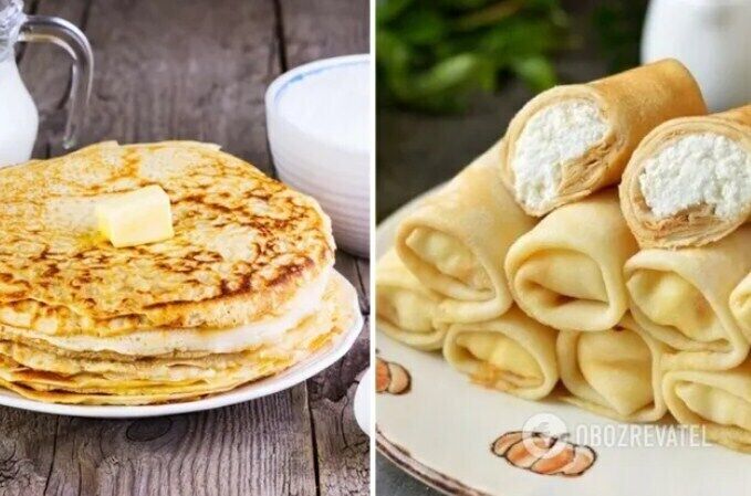Млинці з сирною начинкою