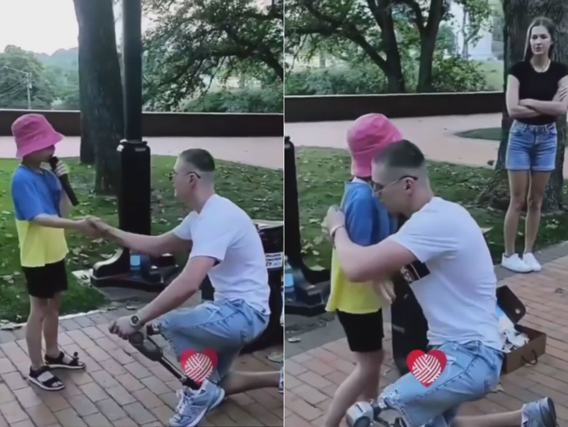 Відео, як захисник України на протезі стає на коліно і дякує 8-річному хлопчику, розчулило мережу