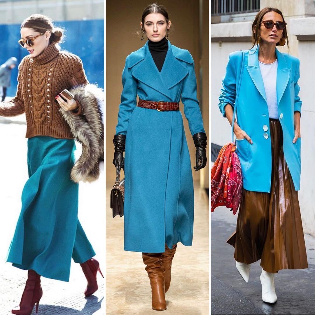 Як поєднати синій та шоколадний кольори, щоб мати стильний вигляд восени-2022. Приклади образів