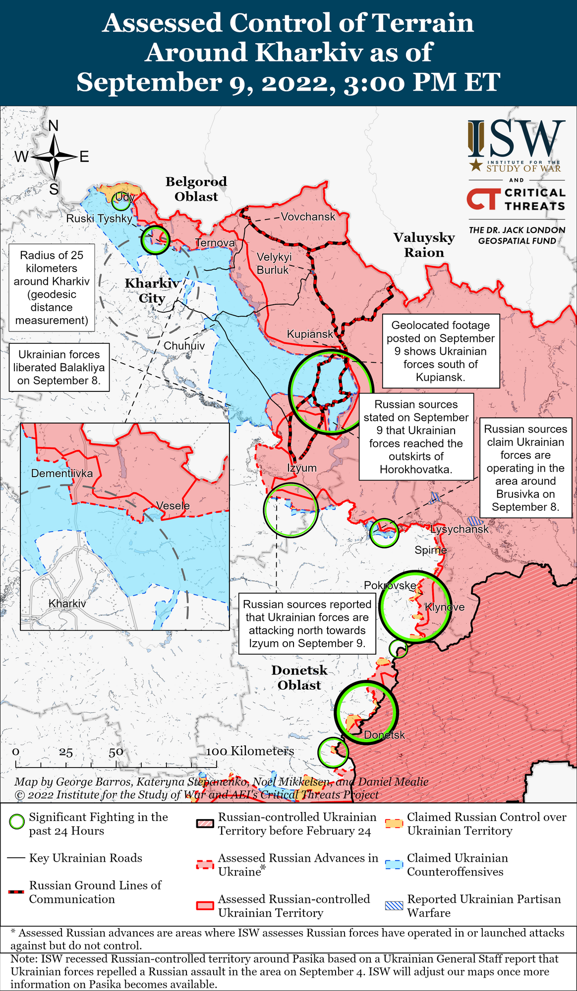 ЗСУ взяли під контроль 2,5 тис. кв. км Харківщині і ''зачищають'' осередки окупантів – ISW