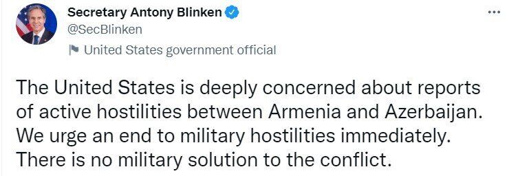 Вірменія попросила  допомоги у Росії й ОДКБ через бої на кордоні з Азербайджаном
