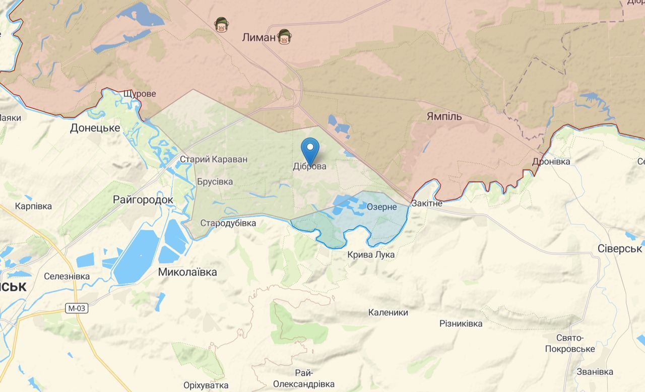 Діброва Донецької області на карті