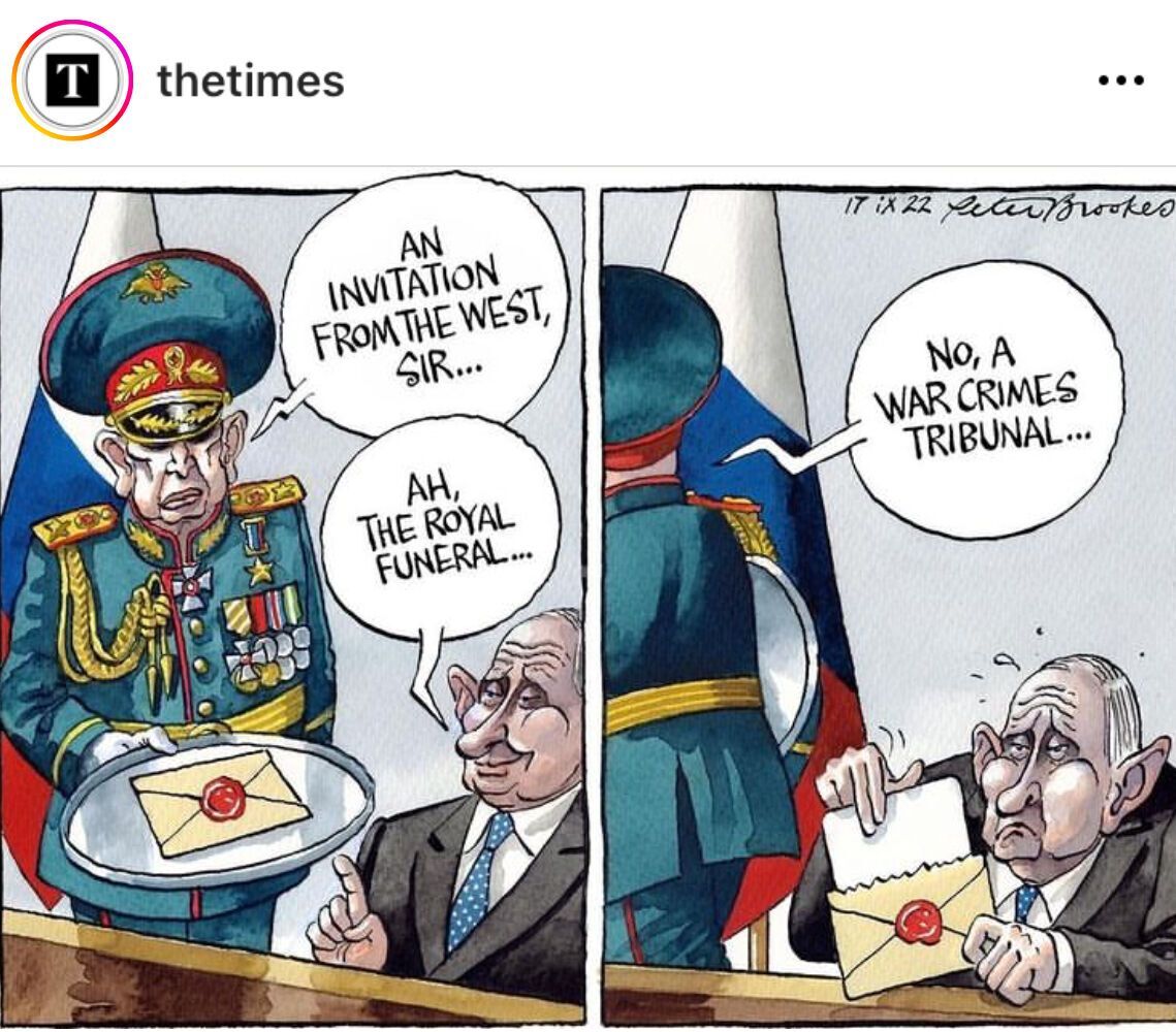 Трибунал чекає: The Times карикатурою потролила Путіна і натякнула на розплату
