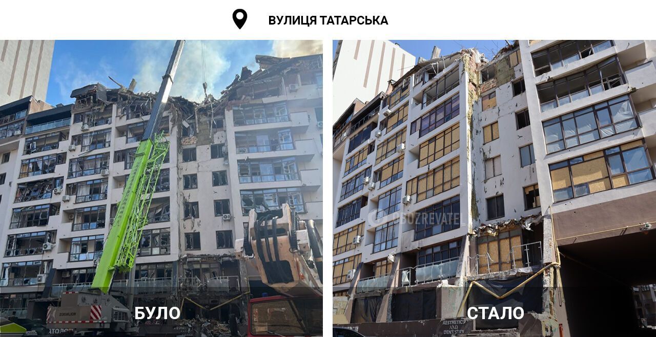 Разбирают и перестраивают заново: как сегодня в Киеве выглядят разрушенные оккупантами дома. Фото до и после