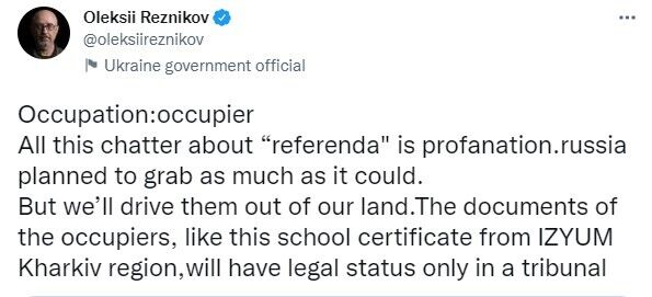 Окупанти приготували навіть атестати для випускників в Ізюмі: фото показав Резніков 