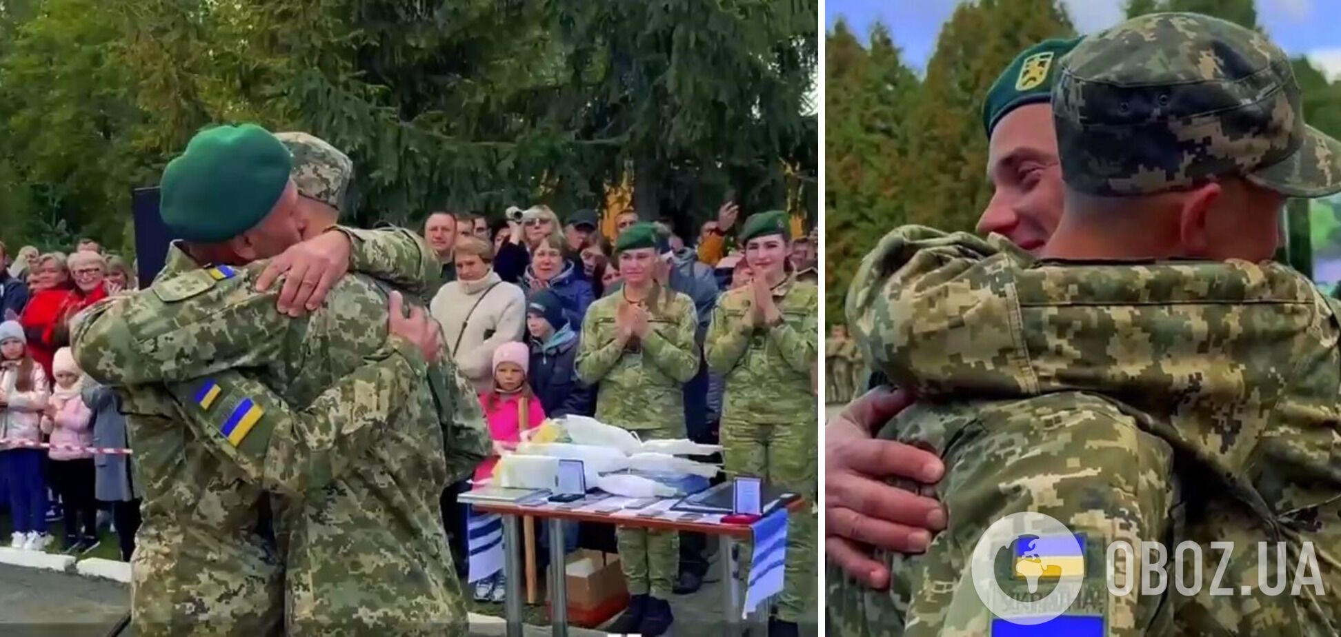 Український прикордонник приїхав із полону просто на військову присягу сина. Відео зустрічі