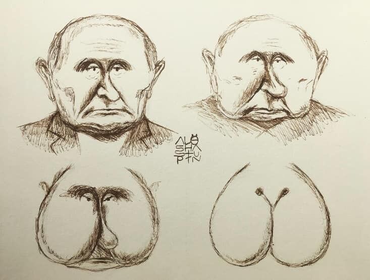 Російський художник показав справжнє обличчя Путіна. За це порівняння лідера ДДТ оштрафували на 50 000 рублів