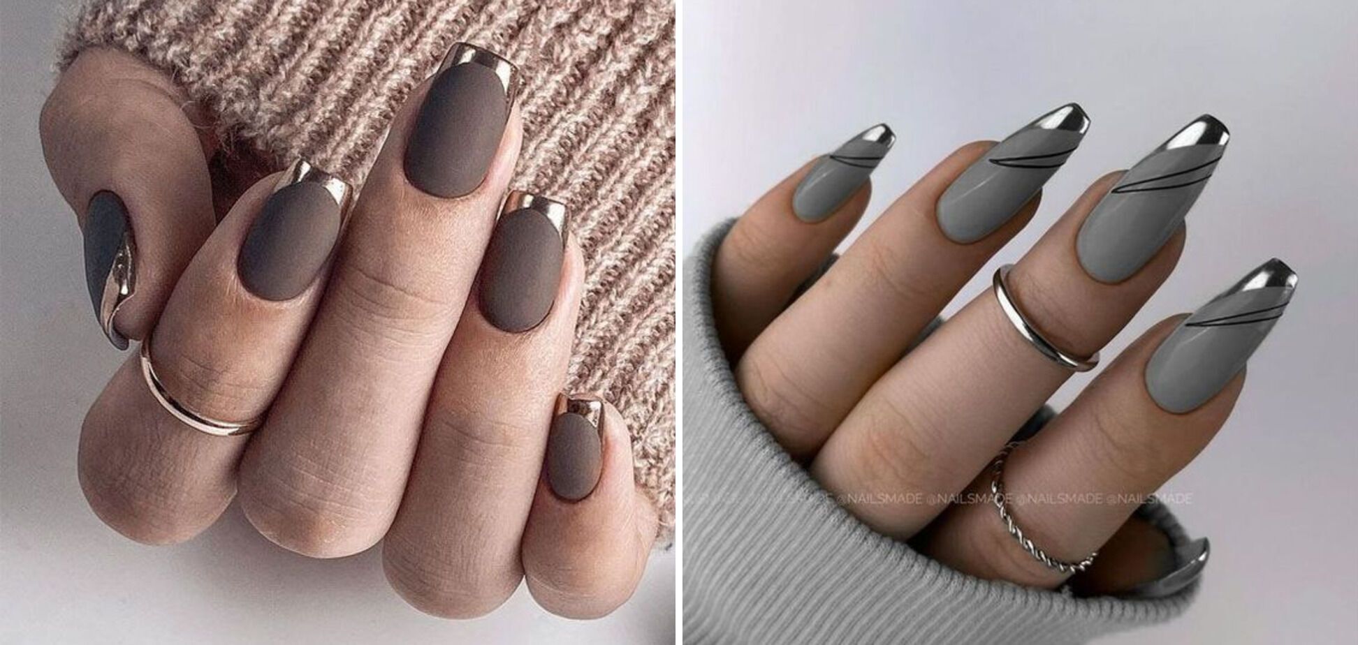Матовый маникюр возвращается в моду, но в сочетании с ультраглянцевым: лучшие идеи. Фото 