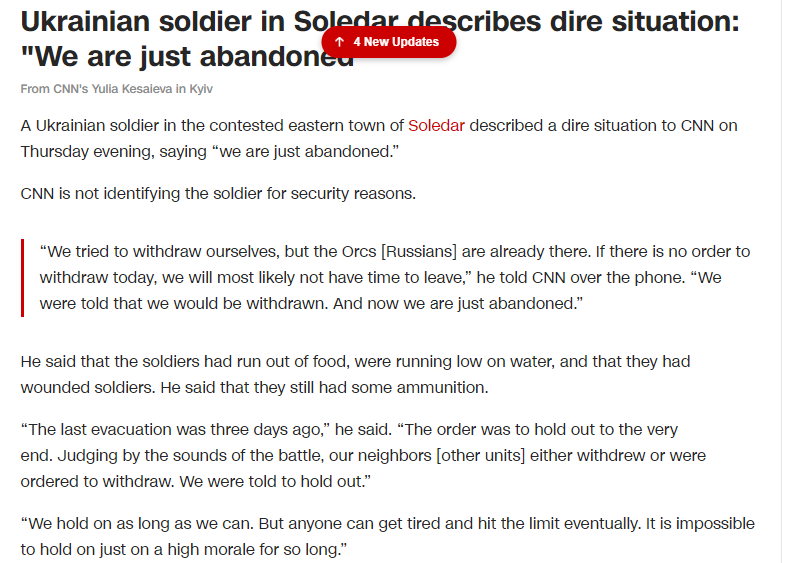 CNN опубликовала серию сообщений из Соледара от фейкового украинского военного: почему это вброс России