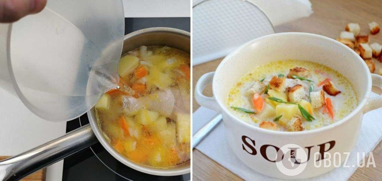 Сырный суп для обеда