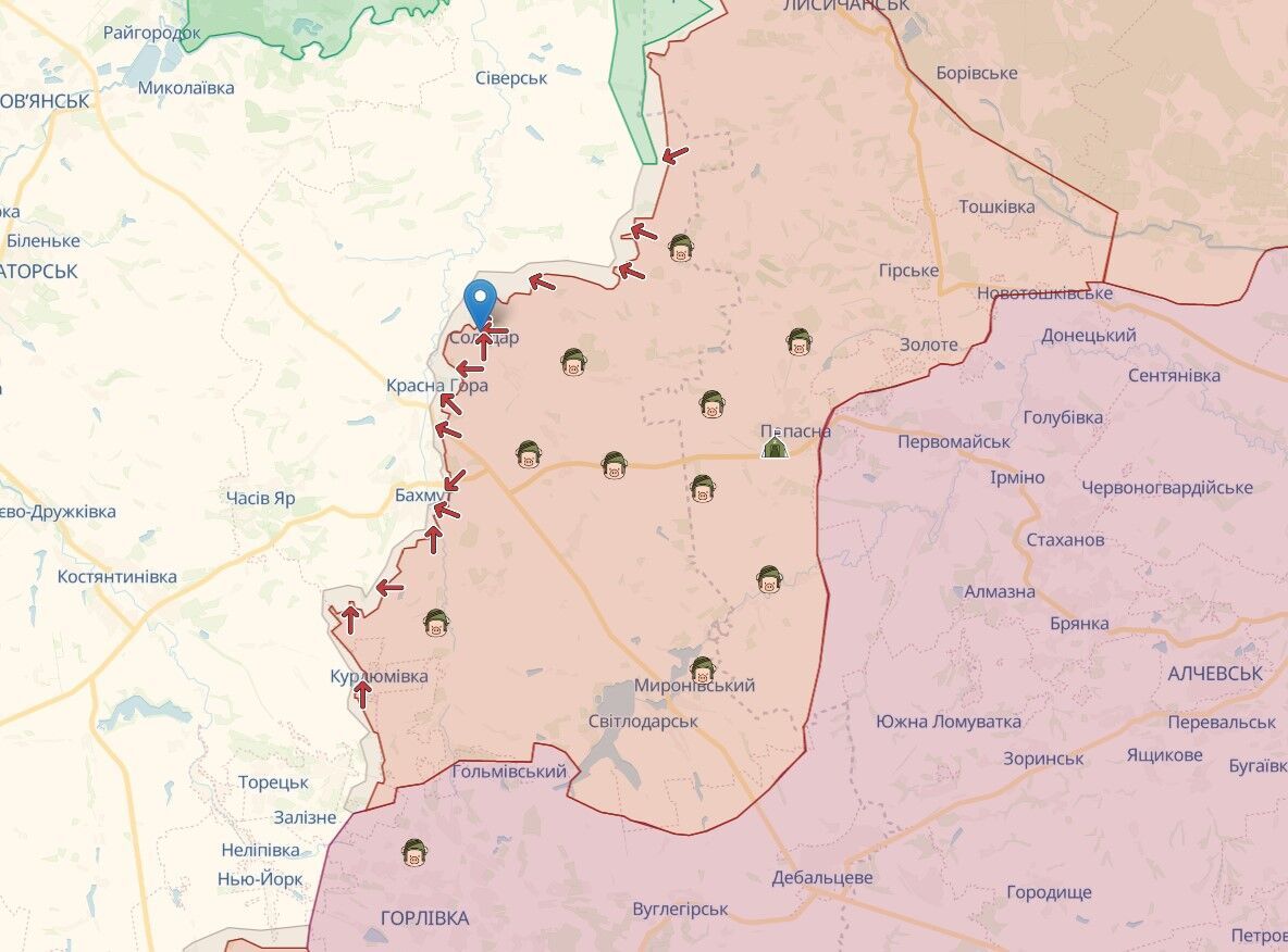 "ЗСУ стоять на оборонних позиціях": що відбувається в Соледарі, за який ідуть запеклі бої. Карта