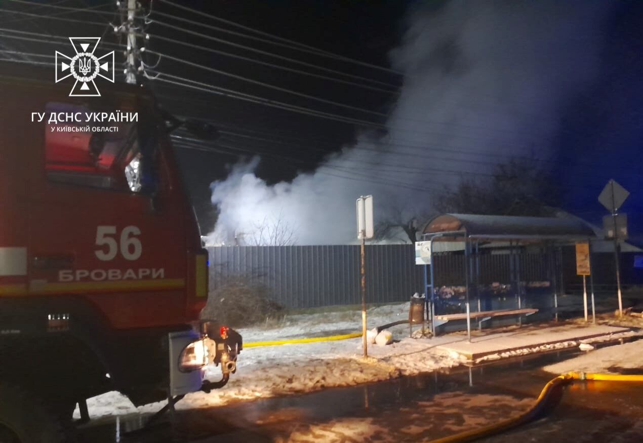 В Киевской области в результате пожара в частном доме травмы получили два человека. Фото