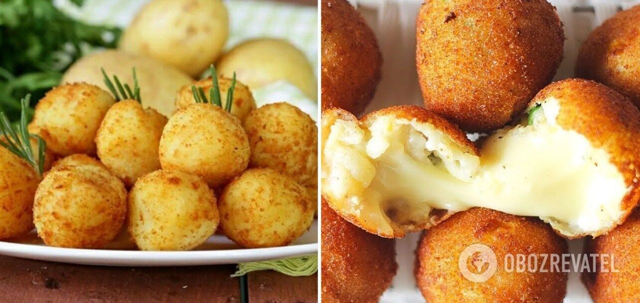 Картофельные шарики с сыром в духовке