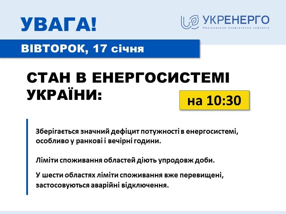 В Украине сохраняется дефицит мощности в энергосистеме