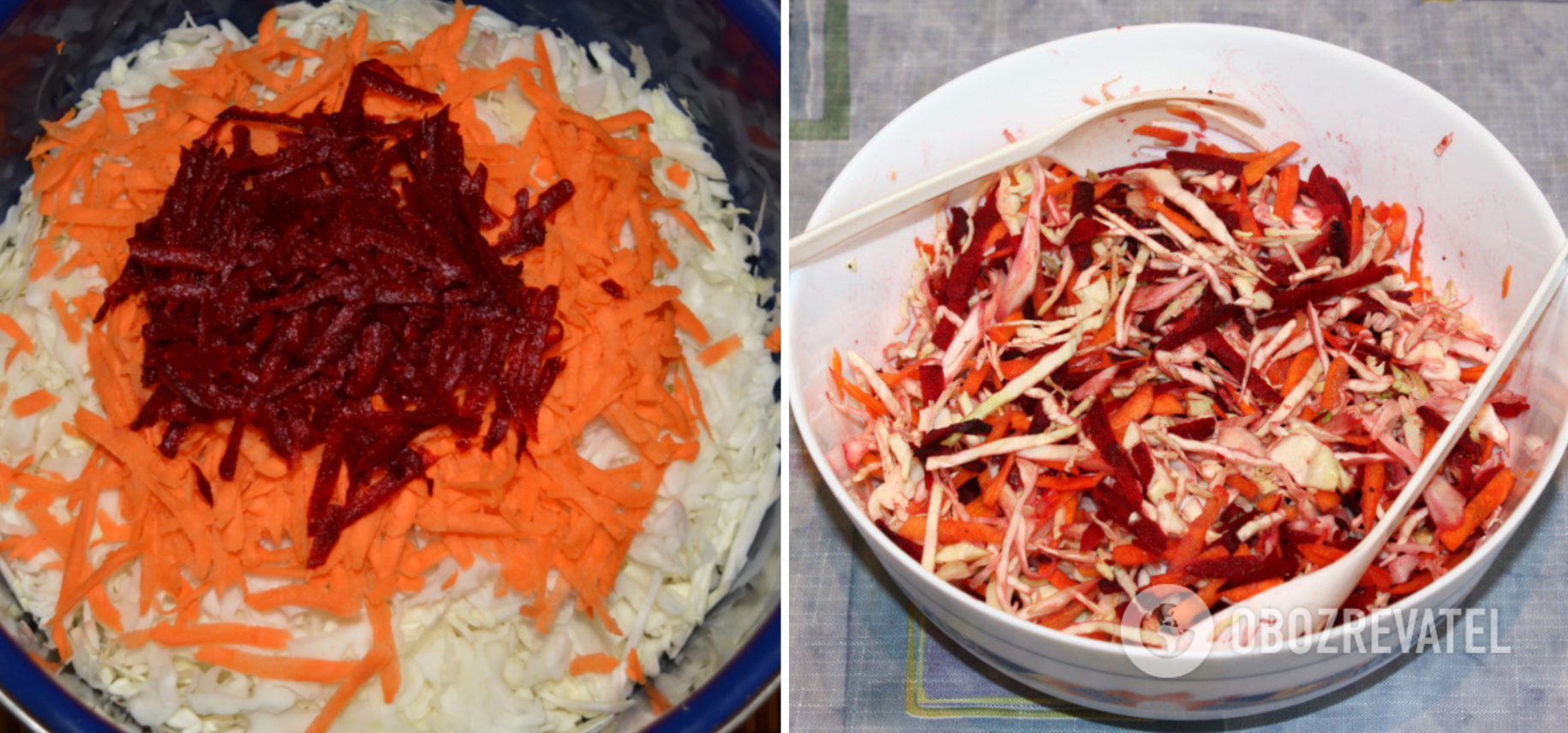 Маринованный салат из капусты, свеклы и моркови