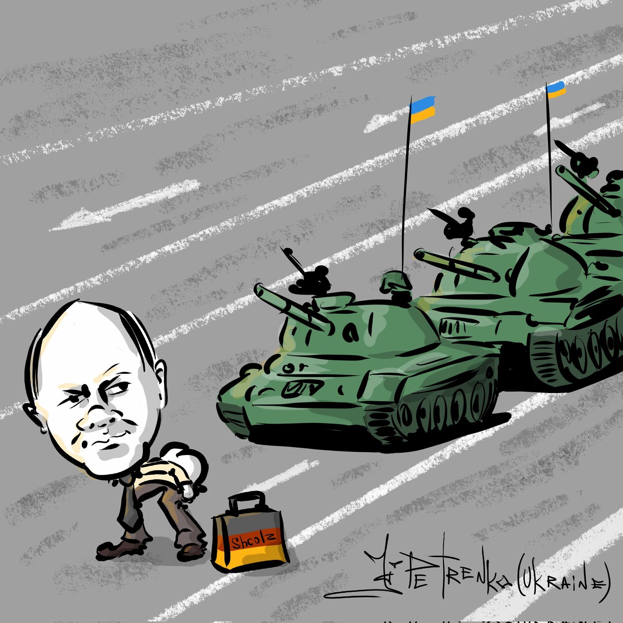 "Просто отправь нас в Украину, чувак": в сети распространяются карикатуры о Шольце и Leopard