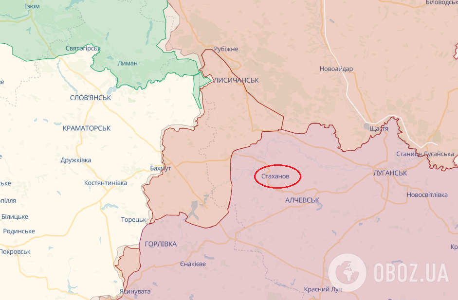 Кадиевка (экс-Стаханов) на карте Украины