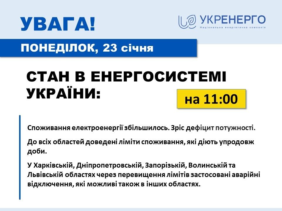 В Украине увеличился дефицит мощности в в энергосистеме