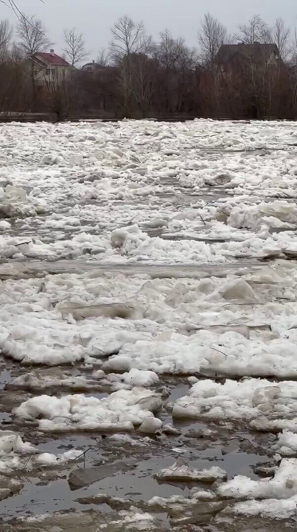 На Київщині зафіксували масштабний льодохід на річці Десна. Відео