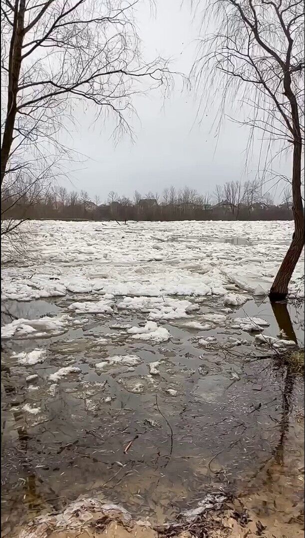 На Киевщине зафиксировали масштабный ледоход на реке Десна. Видео